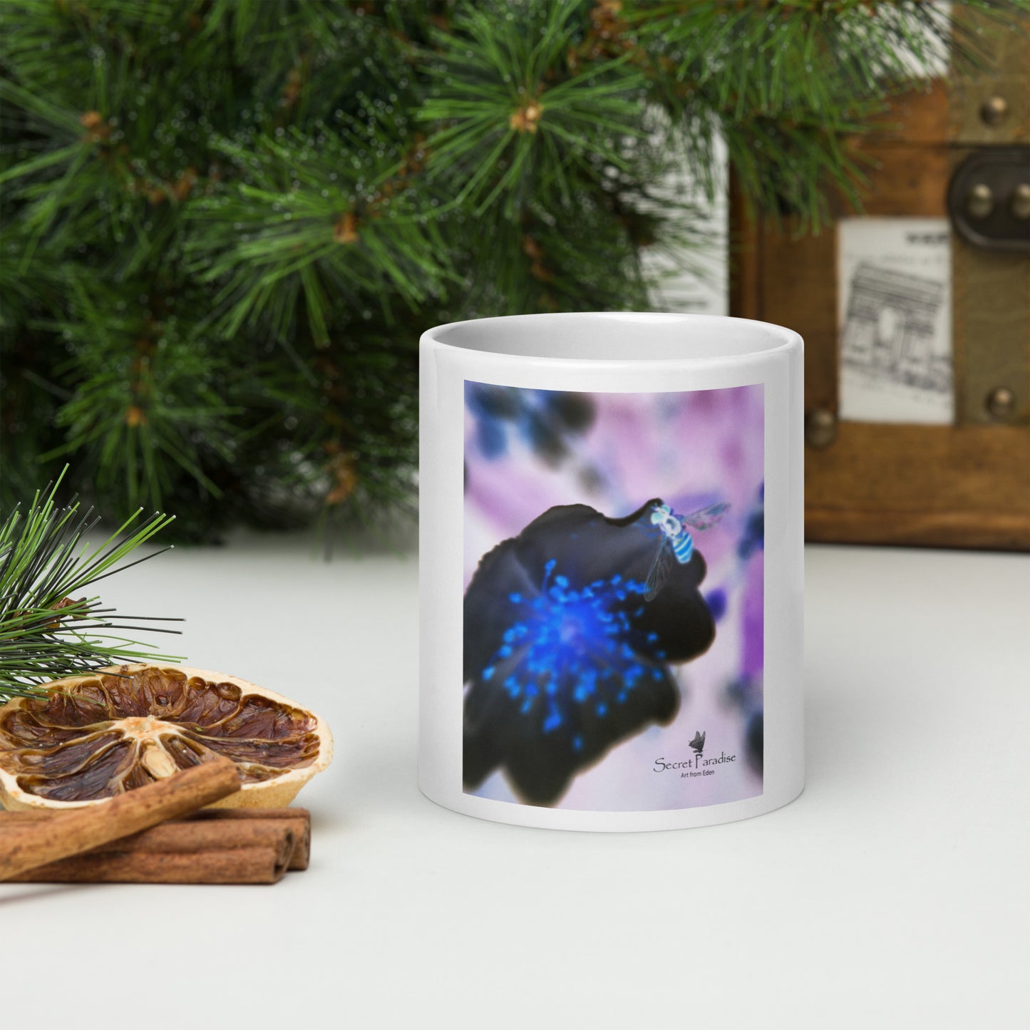 White glossy mug