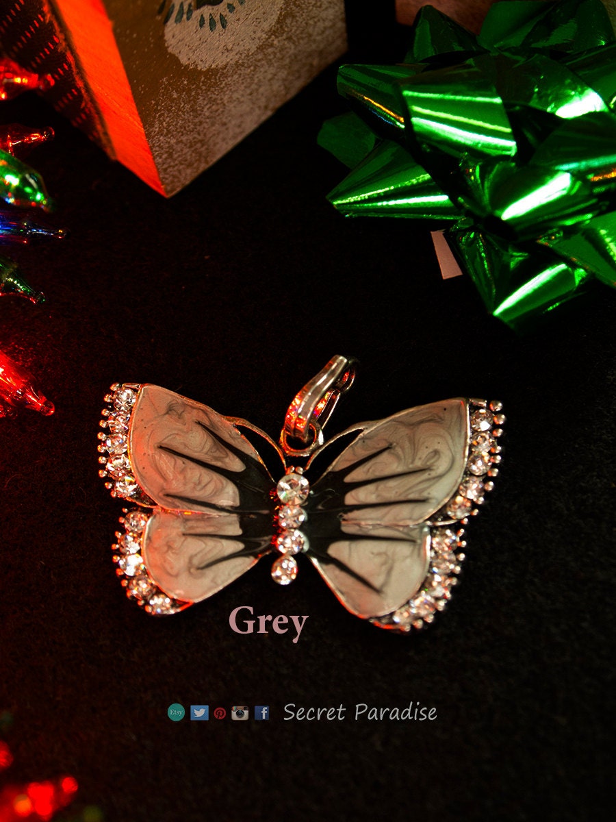 Fashion Jewelry From a Secret Paradise Shop. Crystal silver style butterfly necklace