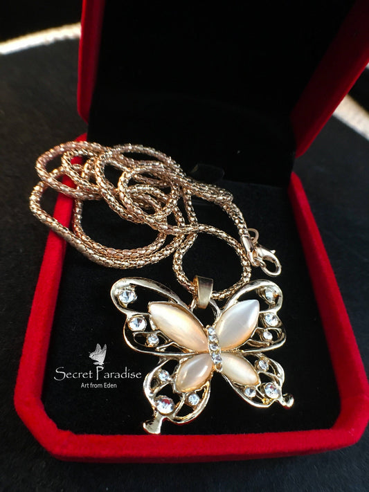 Fashion Jewelry From a Secret Paradise Shop.  Rhinestone butterfly necklace
